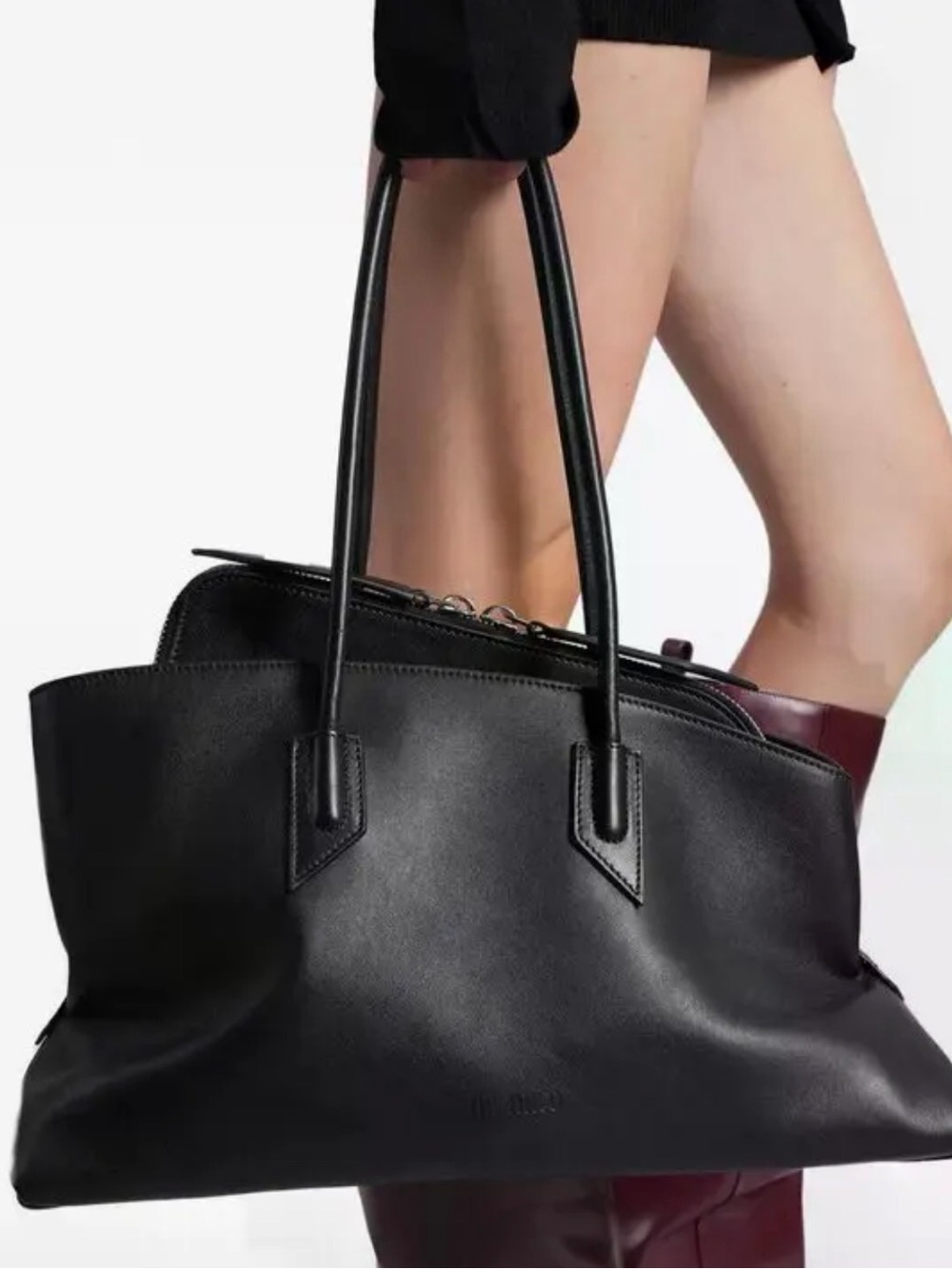 Elegant Dupe Vegan Black Leather Tote Bag - Classic Women’s Shoulder Bag